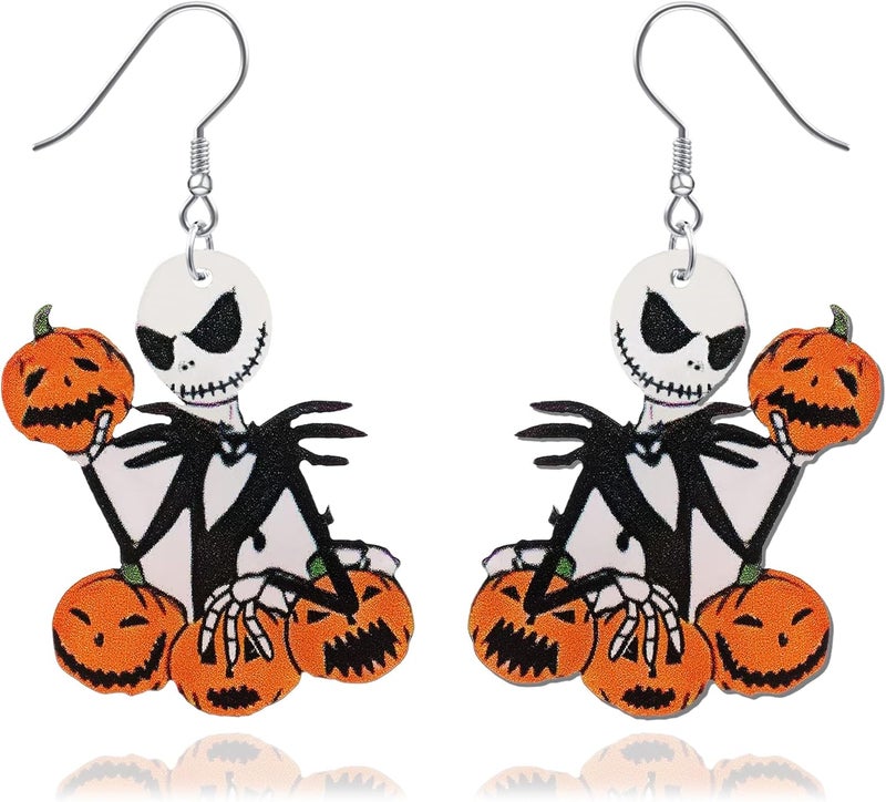 PEALICIOUS Spooky Halloween Earrings for Women Skeleton Earrings Dangle with Pumpkin Vintage Acrylic Witch Earrings for Gothic Devil Jewelry as Halloween Accessories Christmas Gifts - Image 1